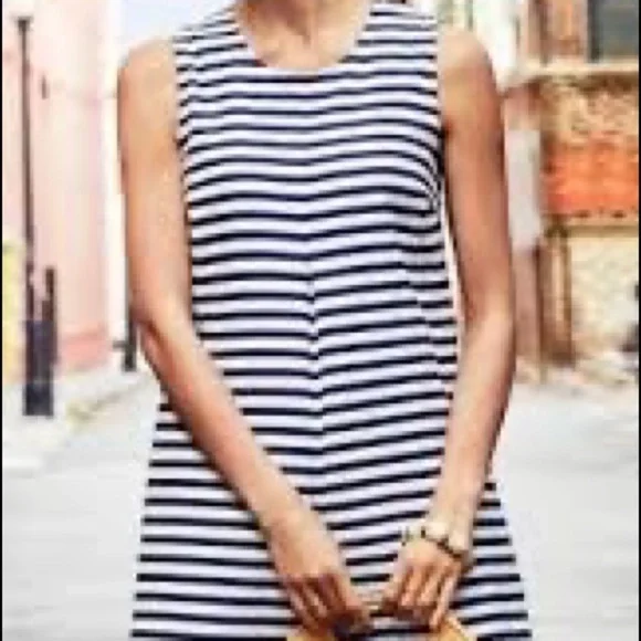 J. McLaughlin Tracy Blue & White Stripe Shift Dress (M) - Picture 3 of 12